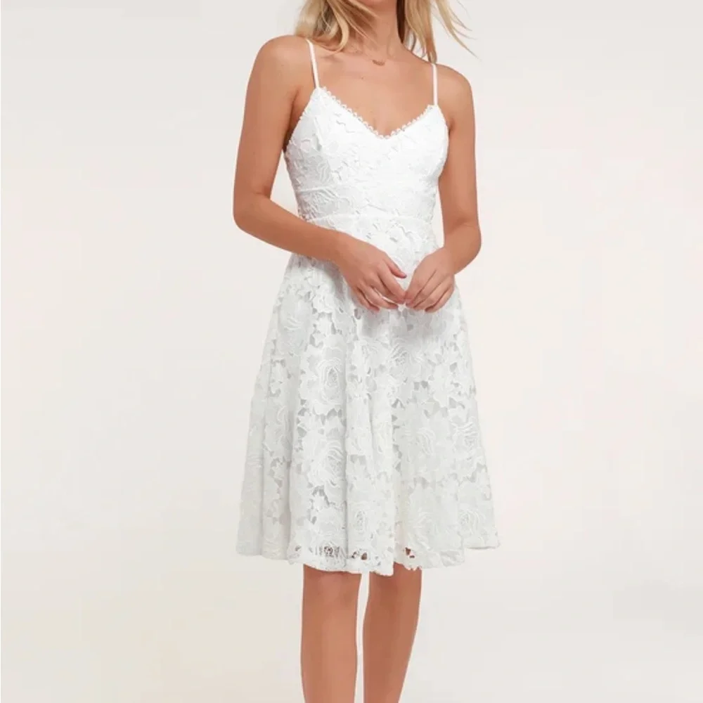 Lulus Nora Lee White Sleeveless Lace Midi Dress With Pockets Size XS - Picture 1 of 11